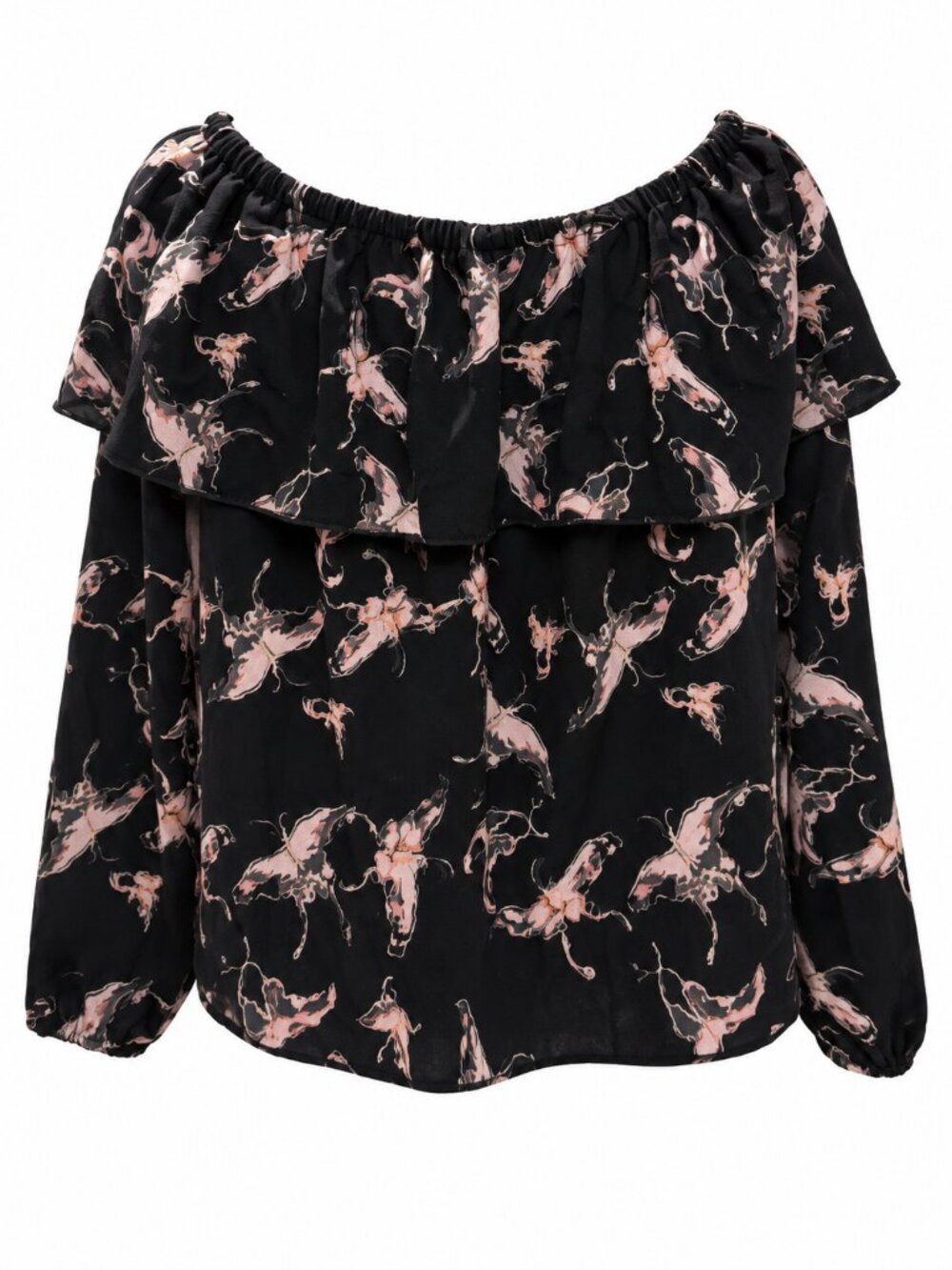 Wilfred Black Floral Ruffle Blouse Size S